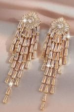 Elegant Cubic Zirconia Long Tassel Drop Earrings - Image 2